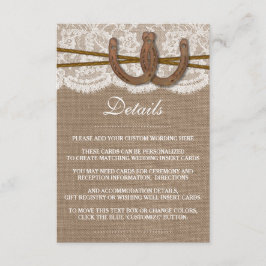Het Hoefijzer Rustic Wedding Collectie Informatiekaartje