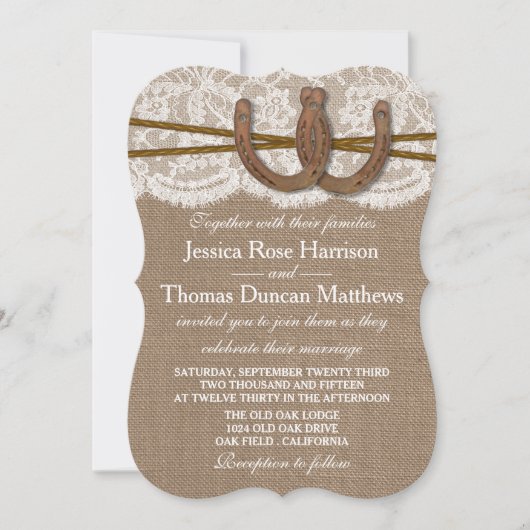 Het Hoefijzer Rustic Wedding Collectie Kaart (Voorkant)