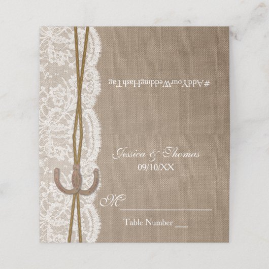 Het Hoefijzer Rustic Wedding Collectie Plaatskaartje (Buitenkant ongevouwen)