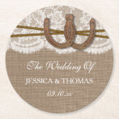 Het Hoefijzer Rustic Wedding Collectie Ronde Kartonnen Onderzetter (Voorkant)