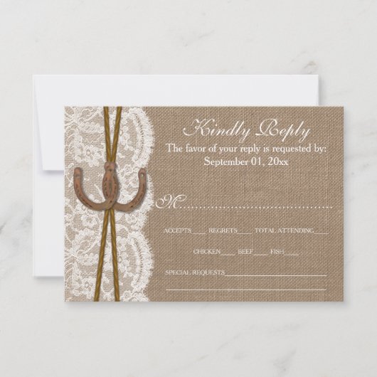 Het Hoefijzer Rustic Wedding Collectie RSVP Kaartje (Voorkant)