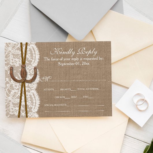 Het Hoefijzer Rustic Wedding Collectie RSVP Kaartje
