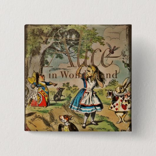 Het Hoesje van Alice en van Vrienden in nood Vierkante Button 5,1 Cm (Voorkant)