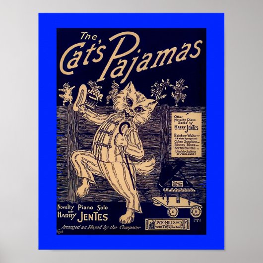 Het  Hoesje van het kattenblad van de Pajamas van  Poster (Voorkant)