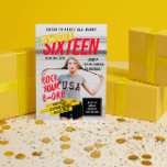 Het Hoesje van het tijdschrift kijkt | Zestien-jar Kaart<br><div class="desc">Koel en verse Sweet 16-partijuitnodiging die er uitziet als een magazijndeksel,  in kleuren die pop bevatten.</div>