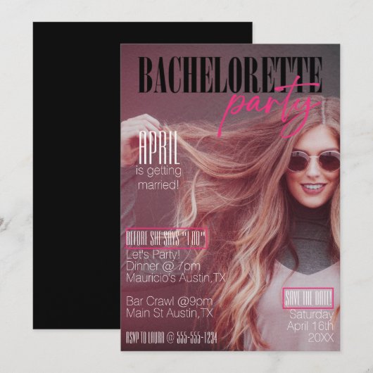 Het Hoesje van het tijdschrift met uw Bachelorette Kaart (Voorkant / Achterkant)