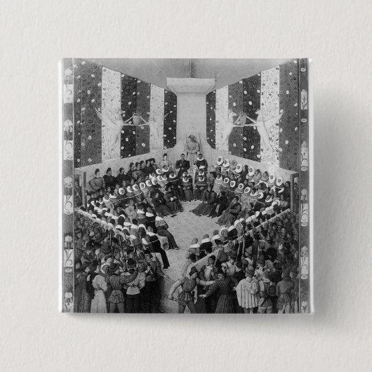 Het Hof van Justitie Vierkante Button 5,1 Cm (Voorkant)