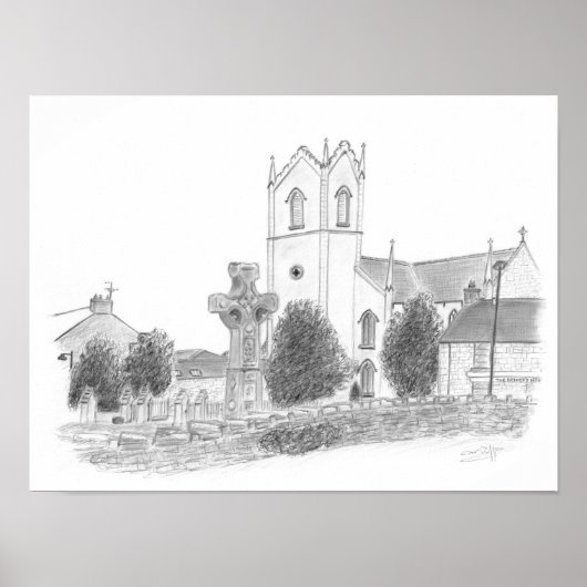 Het hoge kruis en de kerk Donaghmore County Tyrone Poster (Voorkant)