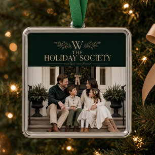 Het Holiday Society Gepersonaliseerde Familie Foto Metalen Ornament