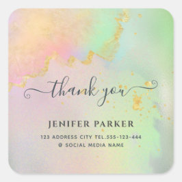 Het holografische gouden manuscript van de waterve vierkante sticker