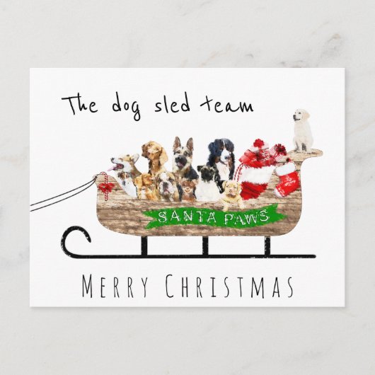 Het hondenhondenteam santa sleigh kerry kerst briefkaart (Voorkant)