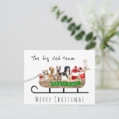 Het hondenhondenteam santa sleigh kerry kerst briefkaart (Staand voorkant)