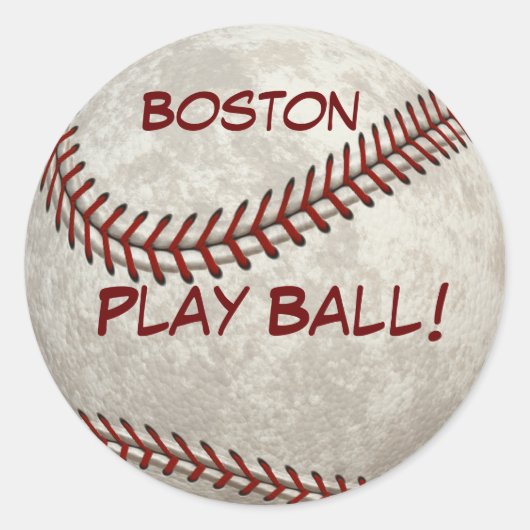 Het Honkbal de "Bal van Boston van het Spel!" Ronde Sticker (Voorkant)