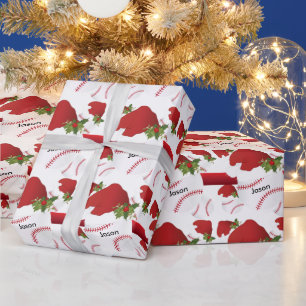 Het Honkbal   Diy- Tekst van Kerstmis Cadeaupapier