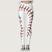 Het honkbal stikt Seizoen Leggings (Voorkant)
