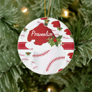 Het Honkbal van Kerstmis Keramisch Ornament