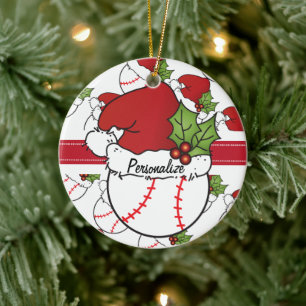 Het Honkbal van Kerstmis personaliseert Keramisch Ornament
