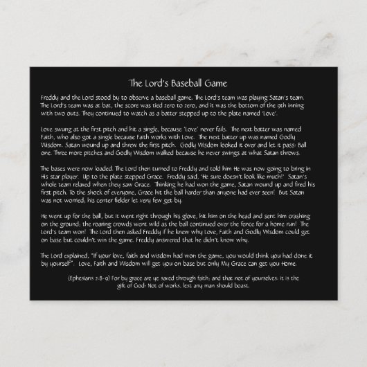 Het honkbalspel van de Heer - Briefkaart (Voorkant)