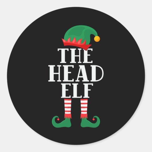 Het hoofd Elf Funny Kerstmis Ronde Sticker (Voorkant)
