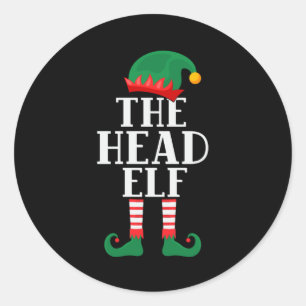 Het hoofd Elf Funny Kerstmis Ronde Sticker