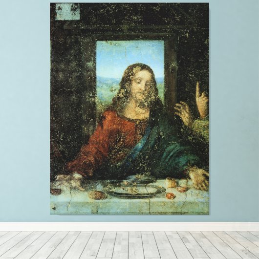 Het hoofd van Christus van Leonardo Da Vinci Canvas Afdruk (Insitu (Houten vloer))