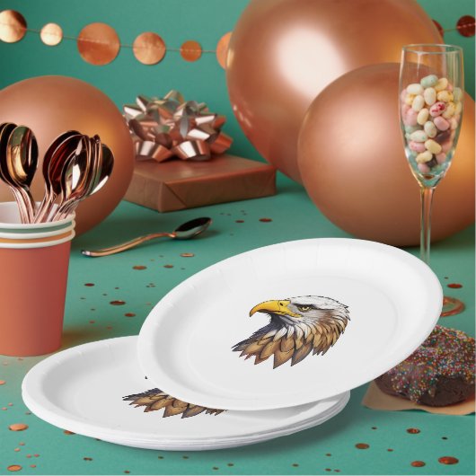 Het hoofd van de Bald Eagle Papieren Bordje (Multi)