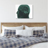 Het hoofd van de mens in profiel toont het brein canvas afdruk (Insitu (Slaapkamer))