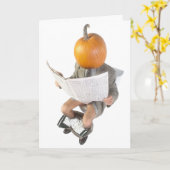 Het HOOFD van de POMPOEN OP het wenskaart van het Kaart (Gele Bloem)