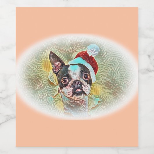 Het hoofd van een Boston Terrier Wijn Etiket (Enkel label)