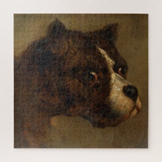 Het hoofd van een buldog (door Théodore Géricault) Legpuzzel (Verticaal)