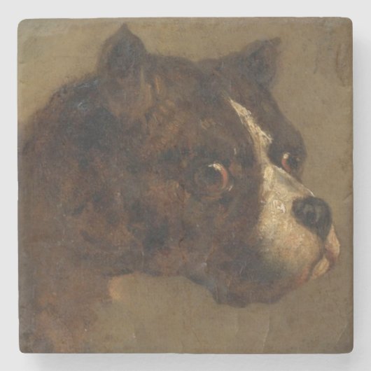 Het hoofd van een buldog (door Théodore Géricault) Stenen Onderzetter (Voorkant)