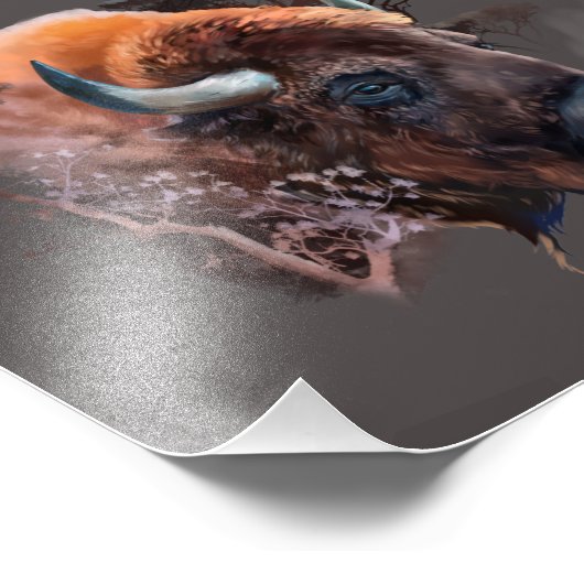 Het hoofd van een Europese bizon Foto Afdruk (Hoek)