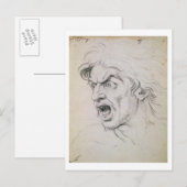 Het hoofd van een man dat in terreur schreeuwt, ee briefkaart (Voorkant / Achterkant)