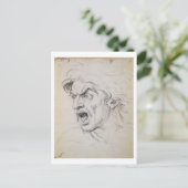 Het hoofd van een man dat in terreur schreeuwt, ee briefkaart (Staand voorkant)