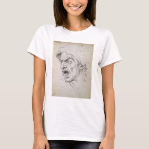 Het hoofd van een man dat in terreur schreeuwt, ee t-shirt
