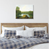 Het hoofd van het meer van Nemi (olie op het canva Canvas Afdruk (Insitu (Slaapkamer))