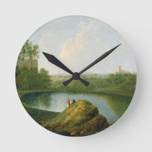 Het hoofd van het meer van Nemi (olie op het canva Ronde Klok