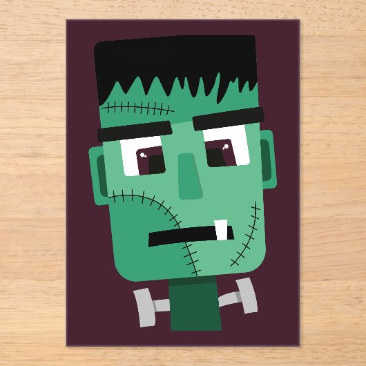 Het hoofd van het monster van Frankenstein Acryl Uitnodigingen (Voorkant)