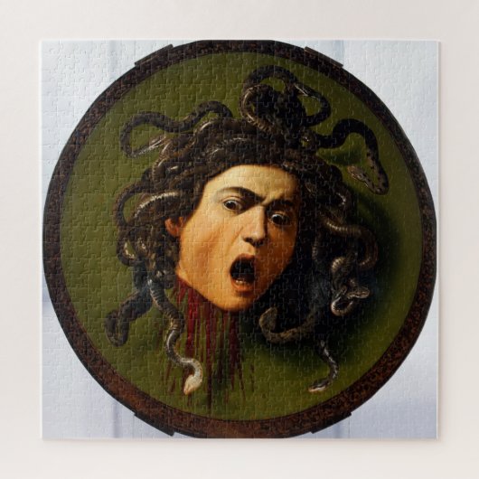 Het hoofd van Medusa door Caravaggio uitdagend Legpuzzel (Verticaal)