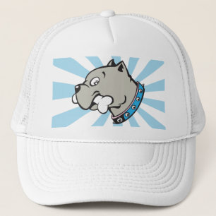 Het Hoofd van Pitbull van de cartoon - het Blauwe Trucker Pet