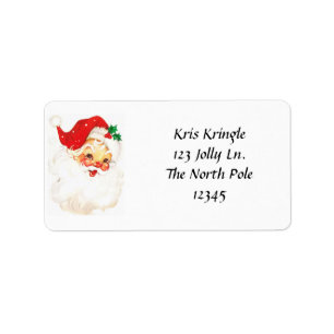 Het HoofdAdresetiket van de vintage Kerstman Etiket