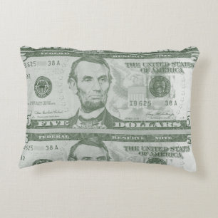 Het Hoofdkussen van de Rekening van 5 Dollar Decoratief Kussen