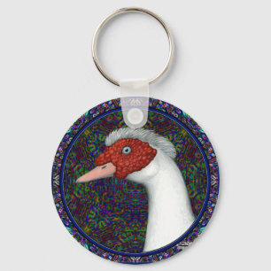 Het HoofdWit van de Eend van Muscovy Sleutelhanger