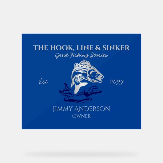 Het Hook Line & Sinker Bar Visser Acryl Bord (Voorkant)