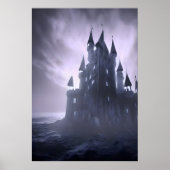 Het horrorkasteel in het zee | AI Art Poster (Voorkant)