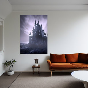 Het horrorkasteel in het zee   AI Art Poster