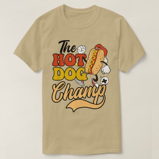 Het Hot Dog Champ Design Hot Hondenliefhebber T-shirt (Design voorkant)