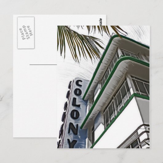 Het Hotel van de kolonie, Miami Briefkaart (Voorkant / Achterkant)
