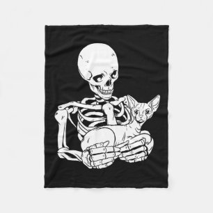 Het houden van Cat Funny Halloween Skull Sphynx Ca Fleece Deken