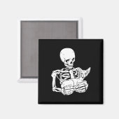 Het houden van Cat Funny Halloween Skull Sphynx Ca Magneet (Voorkant / Achterkant)